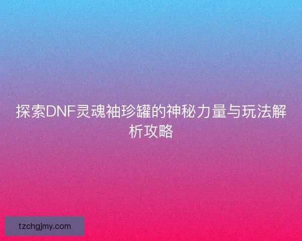 探索DNF灵魂袖珍罐的神秘力量与玩法解析攻略