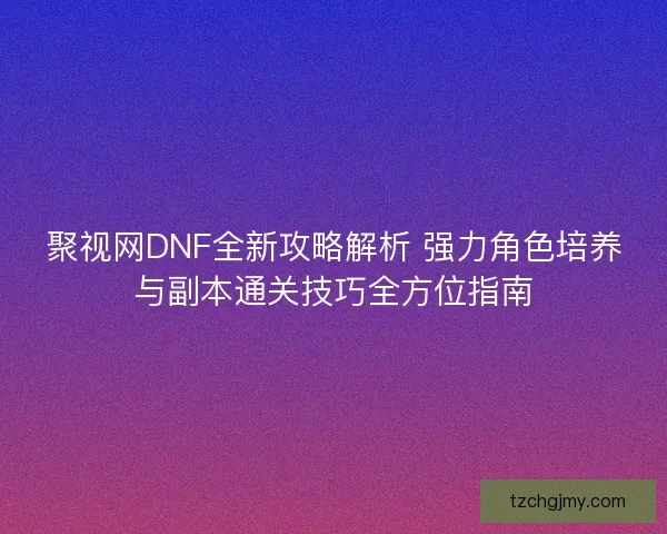 聚视网DNF全新攻略解析 强力角色培养与副本通关技巧全方位指南