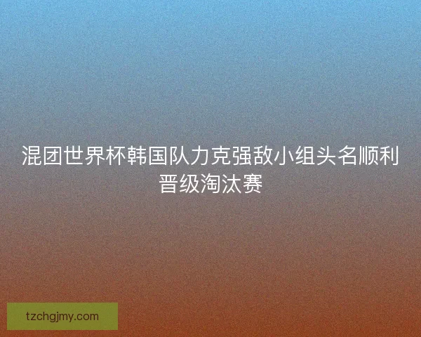 混团世界杯韩国队力克强敌小组头名顺利晋级淘汰赛 混团世界杯韩国队力克强敌小组头名顺利晋级淘汰赛