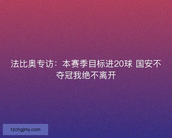 法比奥专访:本赛季目标进20球 国安不夺冠我绝不离开 法比奥专访:本赛季目标进20球 国安不夺冠我绝不离开