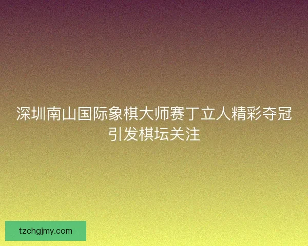 深圳南山国际象棋大师赛丁立人精彩夺冠引发棋坛关注