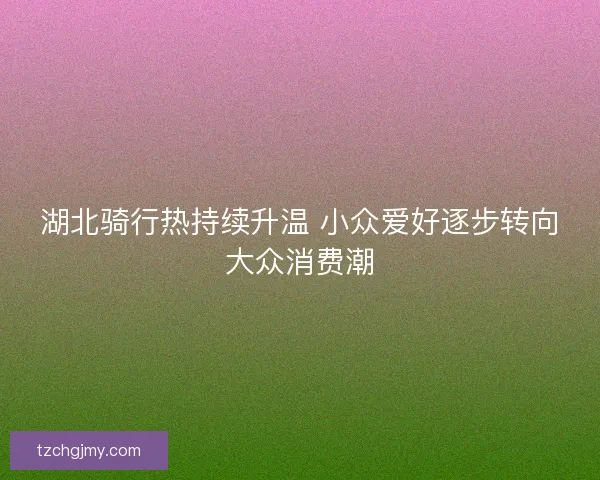 湖北骑行热持续升温 小众爱好逐步转向大众消费潮