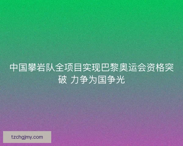 中国攀岩队全项目实现巴黎奥运会资格突破 力争为国争光