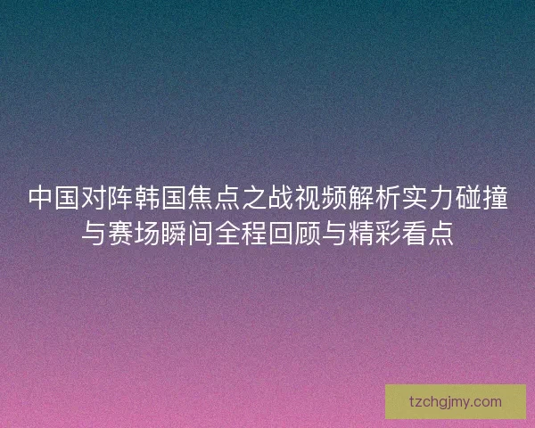 中国对阵韩国焦点之战视频解析实力碰撞与赛场瞬间全程回顾与精彩看点